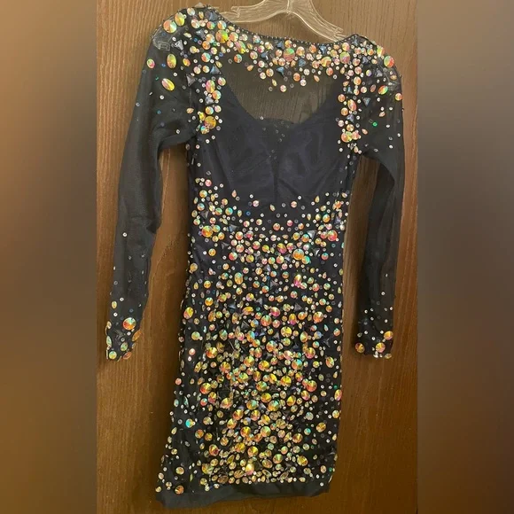 Bling! Bling! big Rhinestone Longsleeve dress Sz-O - Picture 10 of 13